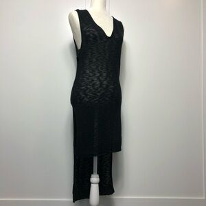 Express NWT High-low Sheer Knit Tunic Dress Cover Up Black Sz M/L